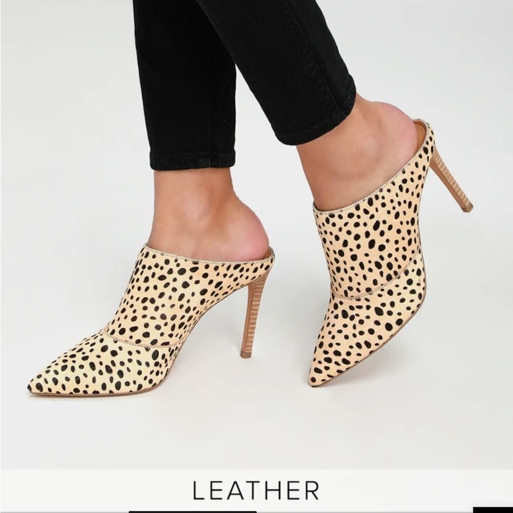 Dolce Vita Cinda Leopard print calf hair Heeled mules NEW WITHOUT BOX - Picture 3 of 7